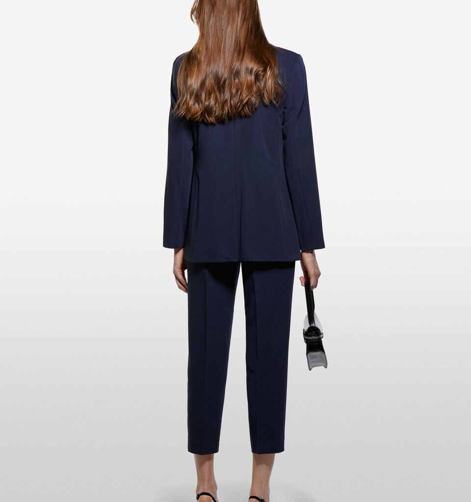 Dark blue regular fit blazer - women's blazers - Dark Blue | Sisley image number 2